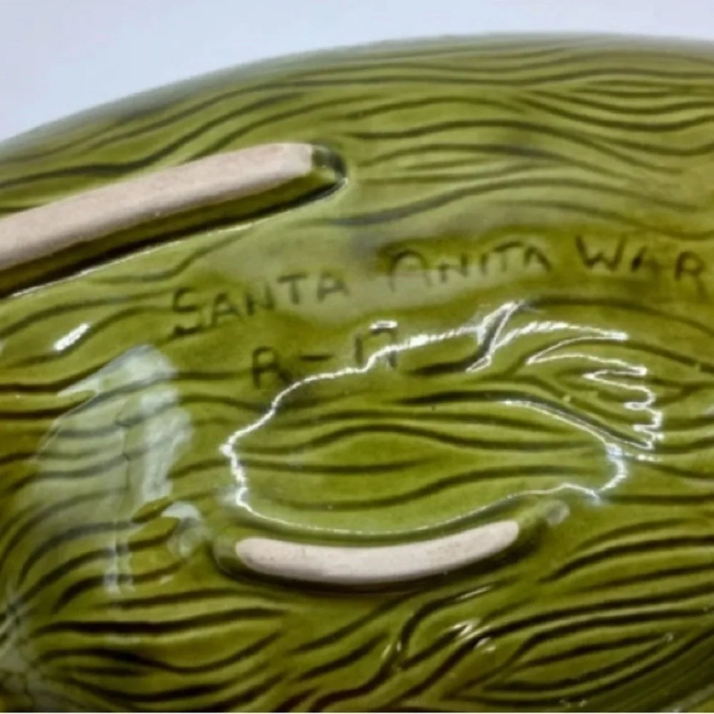 MCM Santa Anita ware green Drip Glaze ceramicLeaf Divided Serving with original